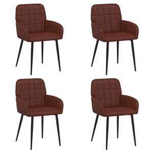 vidaXL Matstolar 4 st Konstl&auml;der Skinande Brun 57 x 50 x 85 cm