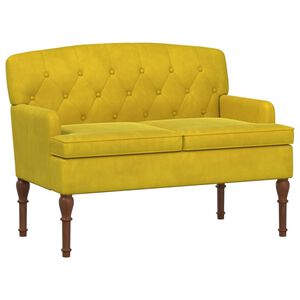 vidaXL Loveseat med knapprapport Ljusgul 111 x 65 x 79 cm Sammet