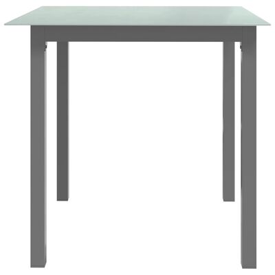 vidaXL Trädgårdsbord ljusgrå 80x80x74 cm aluminium och glas