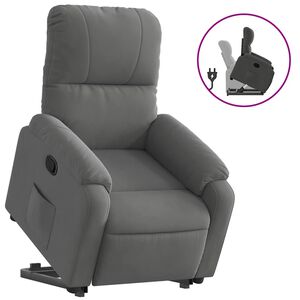 vidaXL Reclinerf&aring;t&ouml;lj med uppresningshj&auml;lp m&ouml;rkgr&aring; mikrofibertyg