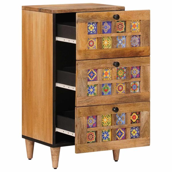 vidaXL Sideboard med l&aring;da Naturf&auml;rg 40 x 33 x 75 cm Massivt mangotr&auml;