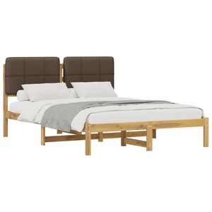 vidaXL S&auml;ngram med Kl&auml;dd Huvudgavel Vitlaserad och taupe 160 x 200 cm