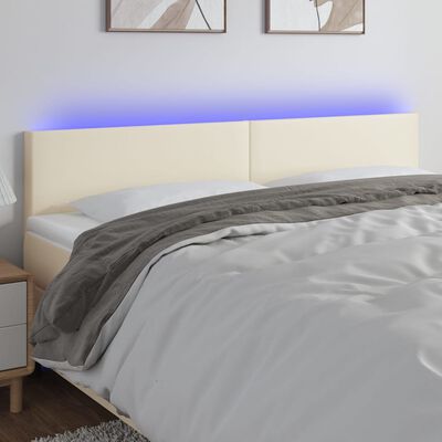 vidaXL Sänggavel LED gräddvit 180x5x78/88 cm konstläder