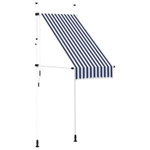 vidaXL Markis manuellt inf&auml;llbar 100 cm bl&aring;a och vita r&auml;nder