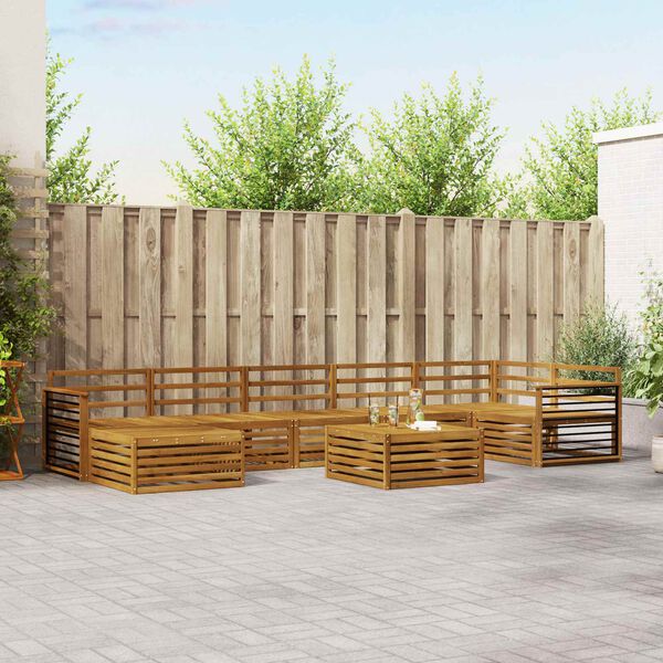 vidaXL Soffgrupper 8 pcs Naturf&auml;rg Massivt Akaciatr&auml;