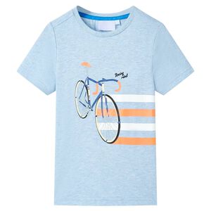 T-shirt f&ouml;r barn mjuk bl&aring; melerad 104