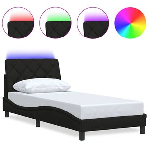 vidaXL Bed Frame with LED without Mattress Black 90x190 cm Fabric