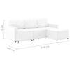 vidaXL Bäddsoffa modulär 3-sits vit konstläder