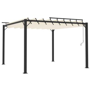 vidaXL Paviljong med lamelltak 3x3 m gr&auml;ddvit tyg och aluminium