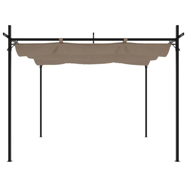 vidaXL Pergola med infällbart tak taupe 295x292x230 cm