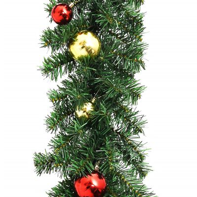 vidaXL Julkrans dekorerad med julkulor och LED-lampor 20 m