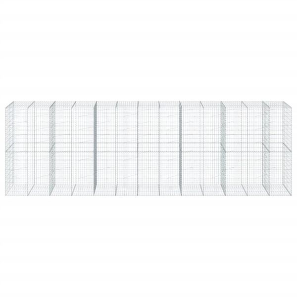 vidaXL Gabionkorg med skydd 650x100x200 cm galvaniserat järn
