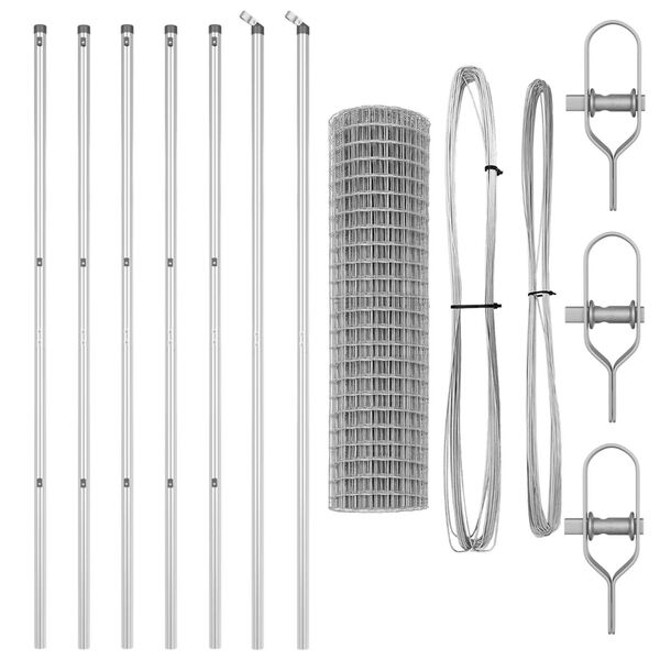 vidaXL St&auml;ngsel med stolpe Silver 1 x 25 m St&aring;l och PVC