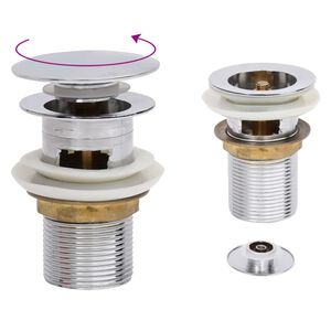 vidaXL Pop-up bottenventil med &ouml;verfl&ouml;desfunktion krom 6,4x6,4x9,1 cm