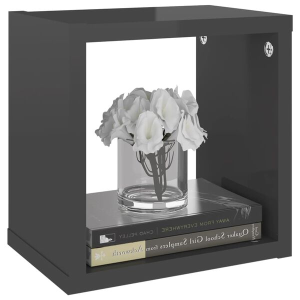 vidaXL V&auml;gghylla kubformad 6 st gr&aring; h&ouml;gglans 22x15x22 cm