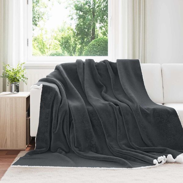 vidaXL Kastfilt M&ouml;rkgr&aring; 240 x 270 cm Fleece