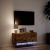 vidaXL V&auml;ggmonterad tv-b&auml;nk LED r&ouml;kf&auml;rgad ek 80x31x35 cm