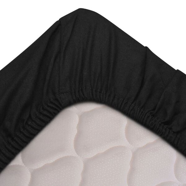 vidaXL Dra-p&aring;-lakan 2 st 180x200 cm bomull svart