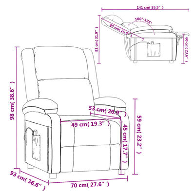 vidaXL Elektrisk reclinerfåtölj ljusgrå tyg