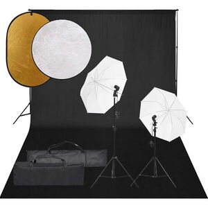 vidaXL Fotostudio med lampor, bakgrund och reflexsk&auml;rm