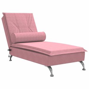 vidaXL Massagesch&auml;slong med bolster rosa sammet