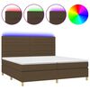 vidaXL Rams&auml;ng med madrass & LED m&ouml;rkbrun 200x200 cm tyg