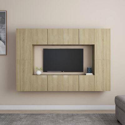 vidaXL TV-skåp 8 delar sonoma-ek konstruerat trä