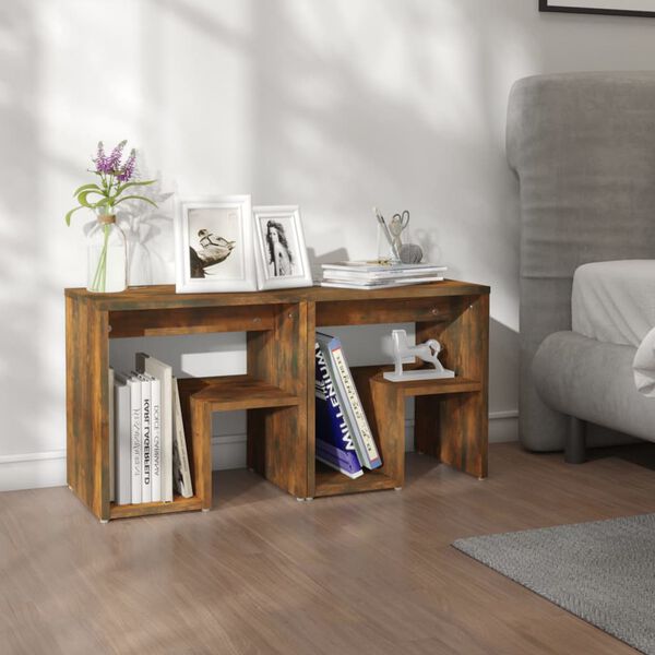 vidaXL S&auml;ngbord 2 st r&ouml;kf&auml;rgad ek 40x30x40 cm konstruerat tr&auml;