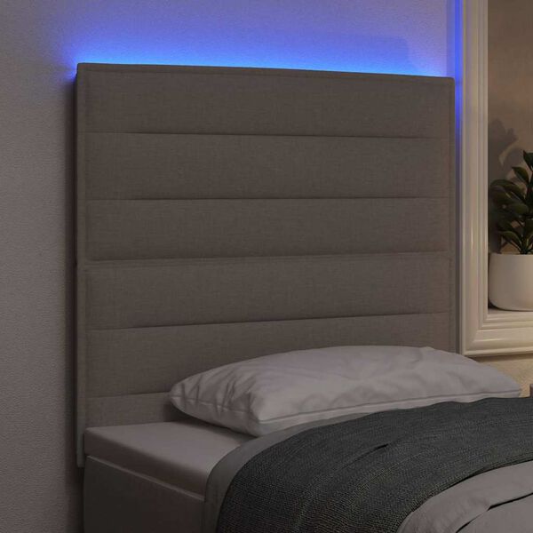 vidaXL LED huvuddyna med LED -remsljus Taupe 80 cm Polyester