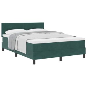 vidaXL B&auml;ddfj&auml;der med huvudgavel M&ouml;rkgr&ouml;n 140 x 190 cm Sammet