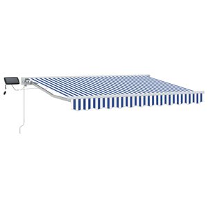 vidaXL Manuell markisram med LED-lampor Bl&aring; och Vit 2,5 x 2 m