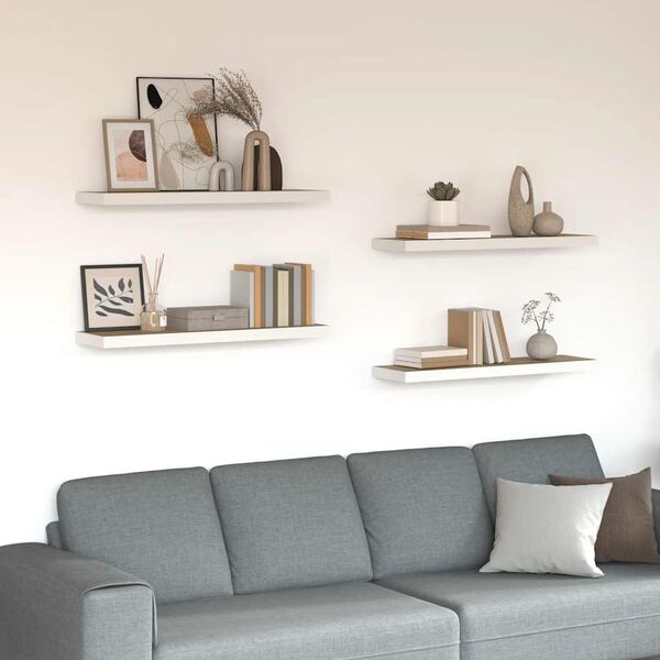 vidaXL Sv&auml;vande v&auml;gghyllor 4 st ek och vit 80x23,5x3,8 cm MDF