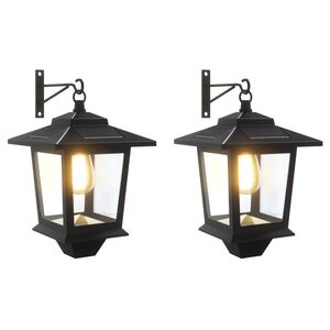 vidaXL V&auml;ggh&auml;ngd Lampa with LED Bulb 2 st Svart 19 x 14 x 25 cm