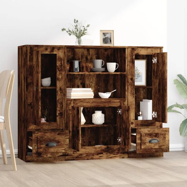 vidaXL H&ouml;gsk&aring;p 3 st r&ouml;kf&auml;rgad ek konstruerat tr&auml;