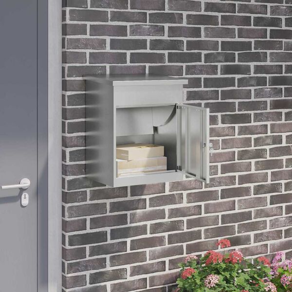 vidaXL Paketbox med lagring Svart 47.5 x 38 x 59 cm Galvaniserat St&aring;l