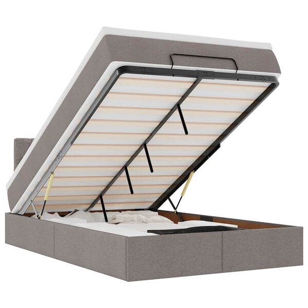 vidaXL Ottomansk s&auml;ng med madrass och LED-lampor taupe 120x190cm tyg