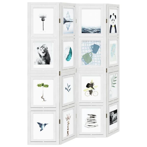 vidaXL Rumsavdelare 4 paneler vit massivt kejsartr&auml;