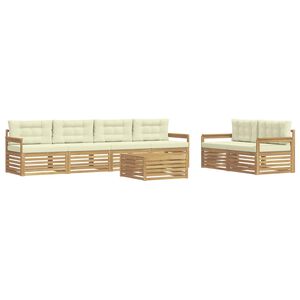 vidaXL Utomhussoffset med kudde 7 pcs Vit och gr&auml;dde Polyester