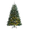 vidaXL Plastgran med g&aring;ngj&auml;rn 300 LEDs & kulor 180 cm