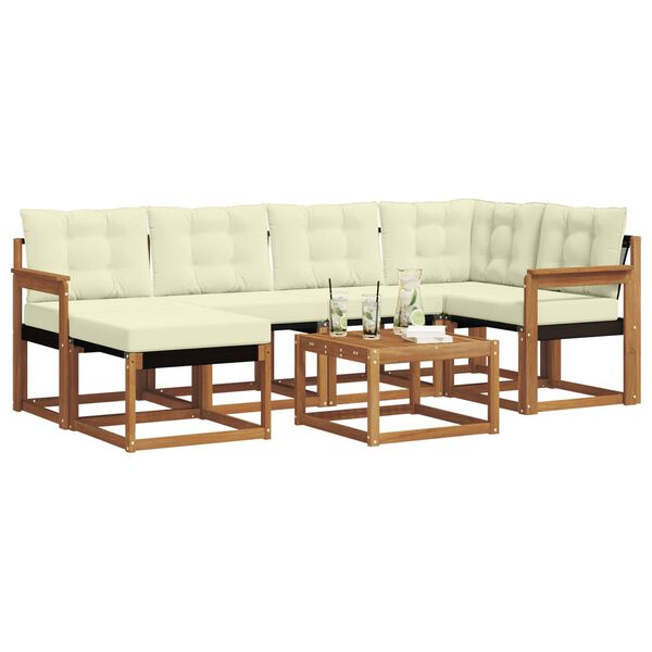 vidaXL Utomhussoffset med kudde 7 pcs Naturlig och Gr&auml;dde