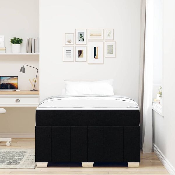 vidaXL S&auml;ngram med madrass Svart 120 x 200 cm tyg