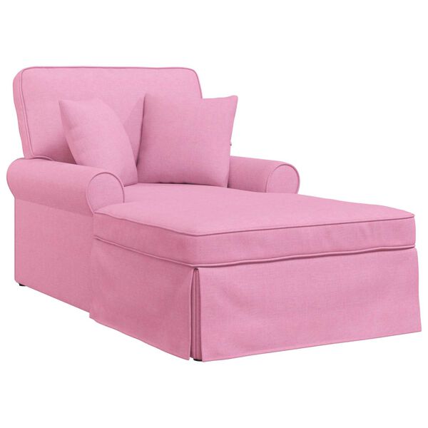 vidaXL Chaise Lounge med Kjol med kudde Rosa 91 x 157 x 91 cm tyg