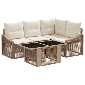 vidaXL Tr&auml;dg&aring;rdsoffset 5 st Beige och kr&auml;mvit konstrotting