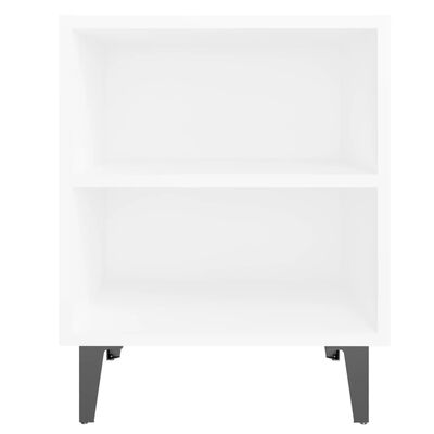 vidaXL Sängbord med metallben 2 st vit 40x30x50 cm