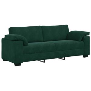 vidaXL 3-sitssoffa m&ouml;rkgr&ouml;n 220x77x82 cm sammet