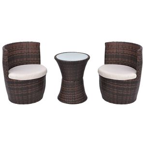 vidaXL Caf&eacute;set med dynor 3 delar konstrotting brun