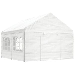 vidaXL Paviljong med tak vit 4,46x4,08x3,22 m polyeten