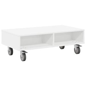 vidaXL Sido bord med hjul Vit 90 x 50 x 30 cm Konstruerat tr&auml;