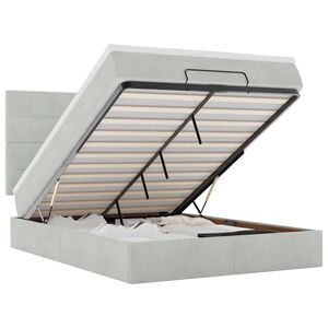 vidaXL Ottoman s&auml;ngram med madrasser ljusgr&aring; 140x200 cm sammet