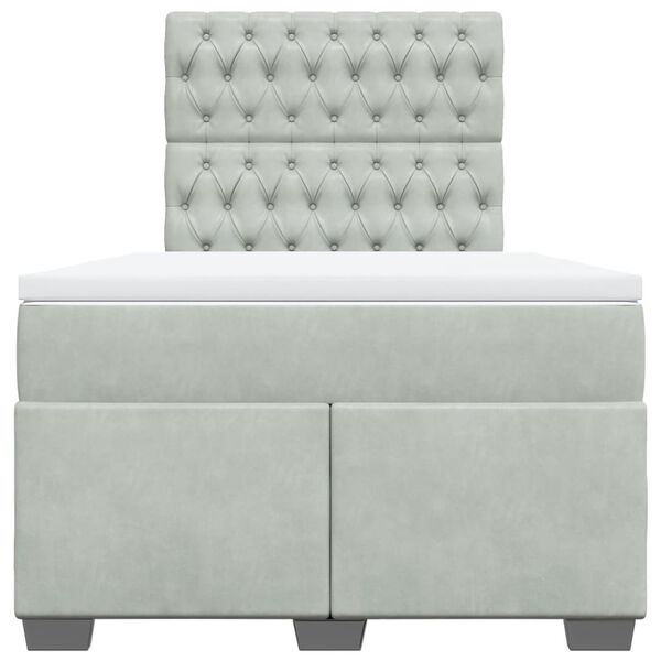 vidaXL Ramsäng med madrass ljusgrå 120x200 cm sammet